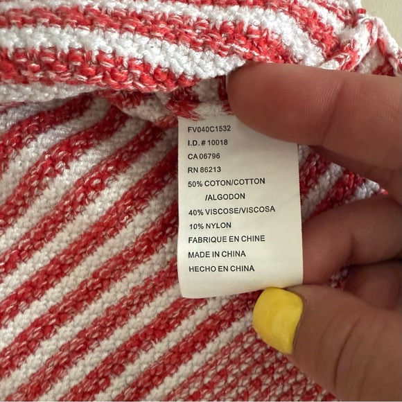 Tristan Red & White Striped Crewneck Sweater Textured Knit Coastal Grandmacore - Picture 6 of 7